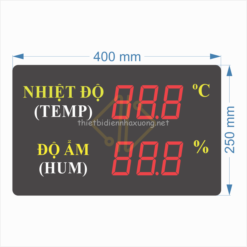 Đồng hồ nhiệt độ độ ẩm 400x250mm treo nhà xưởng 1 Đồng hồ nhiệt độ độ ẩm 400x250mm treo nhà xưởng
