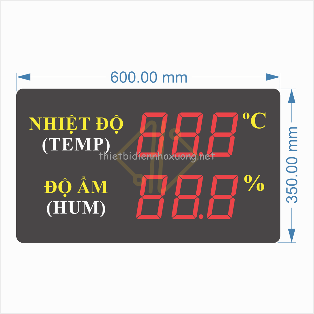 Đồng hồ nhiệt độ độ ẩm 600x350mm treo nhà xưởng 1 Đồng hồ nhiệt độ độ ẩm 600x350mm treo nhà xưởng